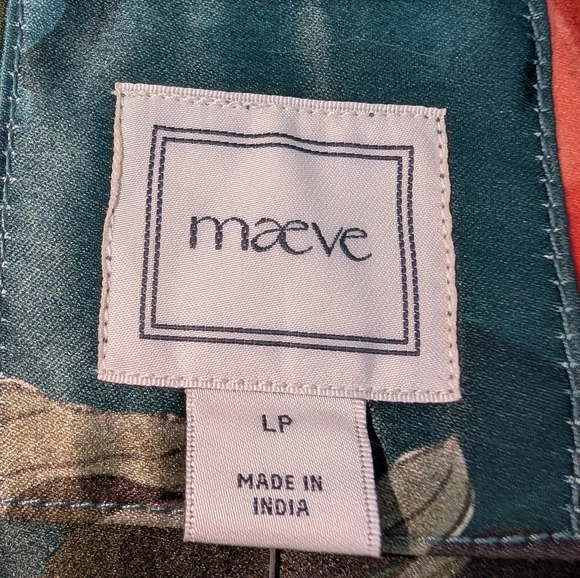 NWT Maeve Mona Silky Maxi Shirt Dress | L Petite | Teal Floral Multicolor Spring - Picture 13 of 15